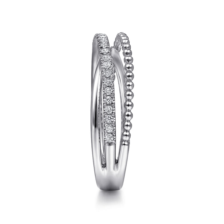 925 Sterling Silver White Sapphire Bujukan Criss Cross Ring - Shot 4