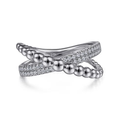 925 Sterling Silver White Sapphire Bujukan Criss Cross Ring