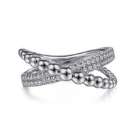 925 Sterling Silver White Sapphire Bujukan Criss Cross Ring