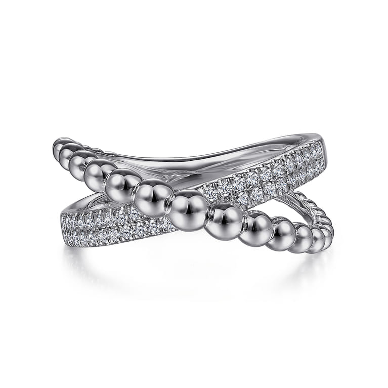 925 Sterling Silver White Sapphire Bujukan Criss Cross Ring - Shot 1