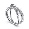 925 Sterling Silver White Sapphire Bujukan Criss Cross Ring