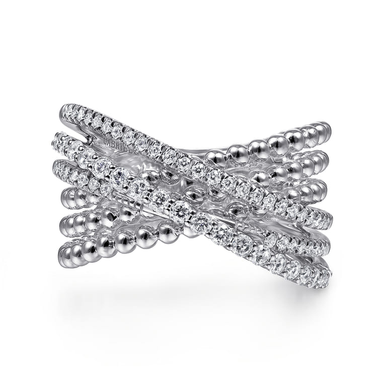 925 Sterling Silver White Sapphire Bujukan Criss CrossRing - Shot 1
