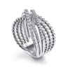 925 Sterling Silver White Sapphire Bujukan Criss CrossRing