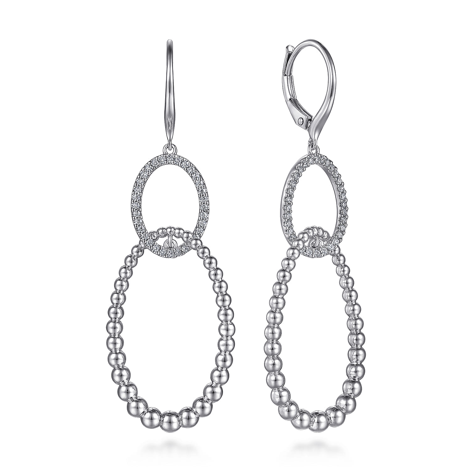 925 Sterling Silver White Sapphire Bujukan Drop Earrings - Shot 1