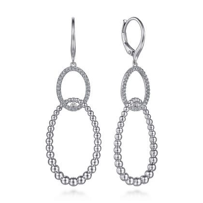 925 Sterling Silver White Sapphire Bujukan Drop Earrings