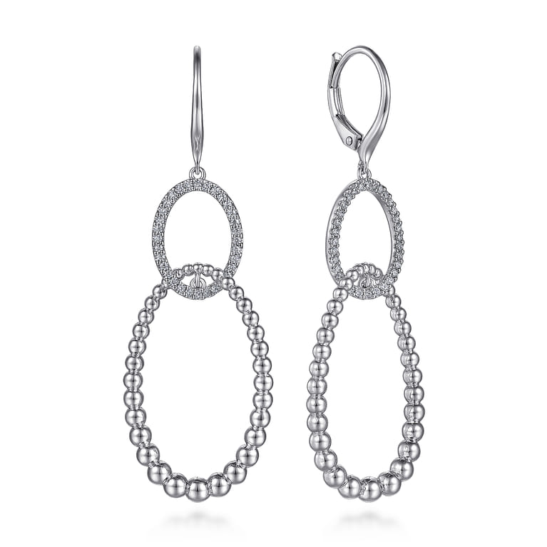 925 Sterling Silver White Sapphire Bujukan Drop Earrings - Shot 1