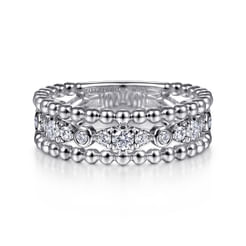 925 Sterling Silver White Sapphire Bujukan Easy Stackable Ladies Ring