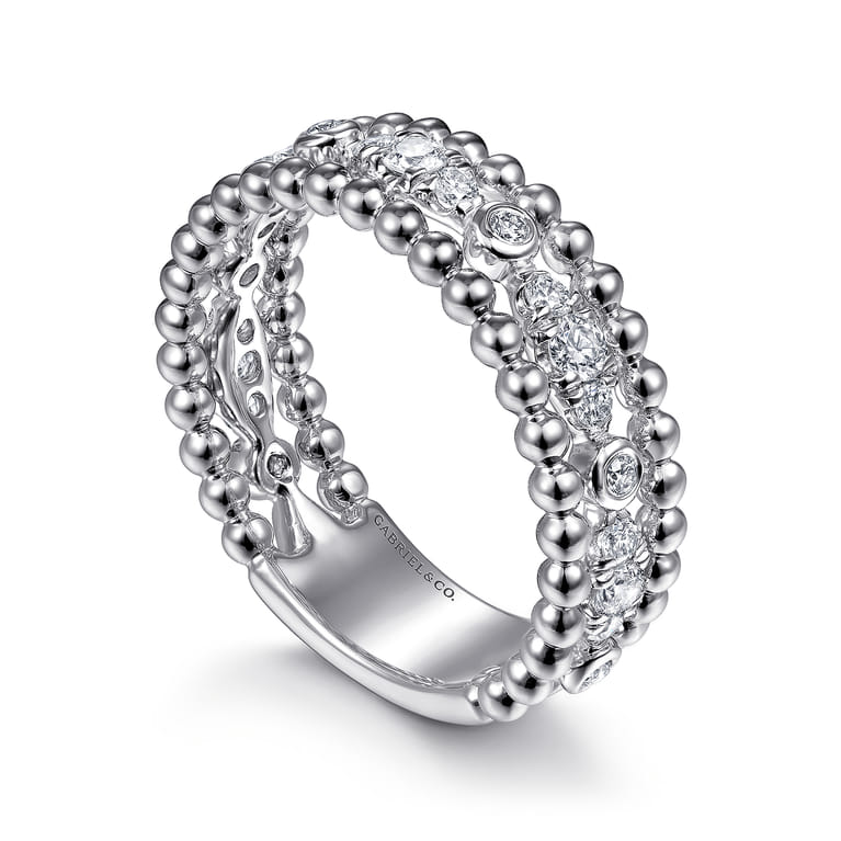 925 Sterling Silver White Sapphire Bujukan Easy Stackable Ladies Ring - Shot 3