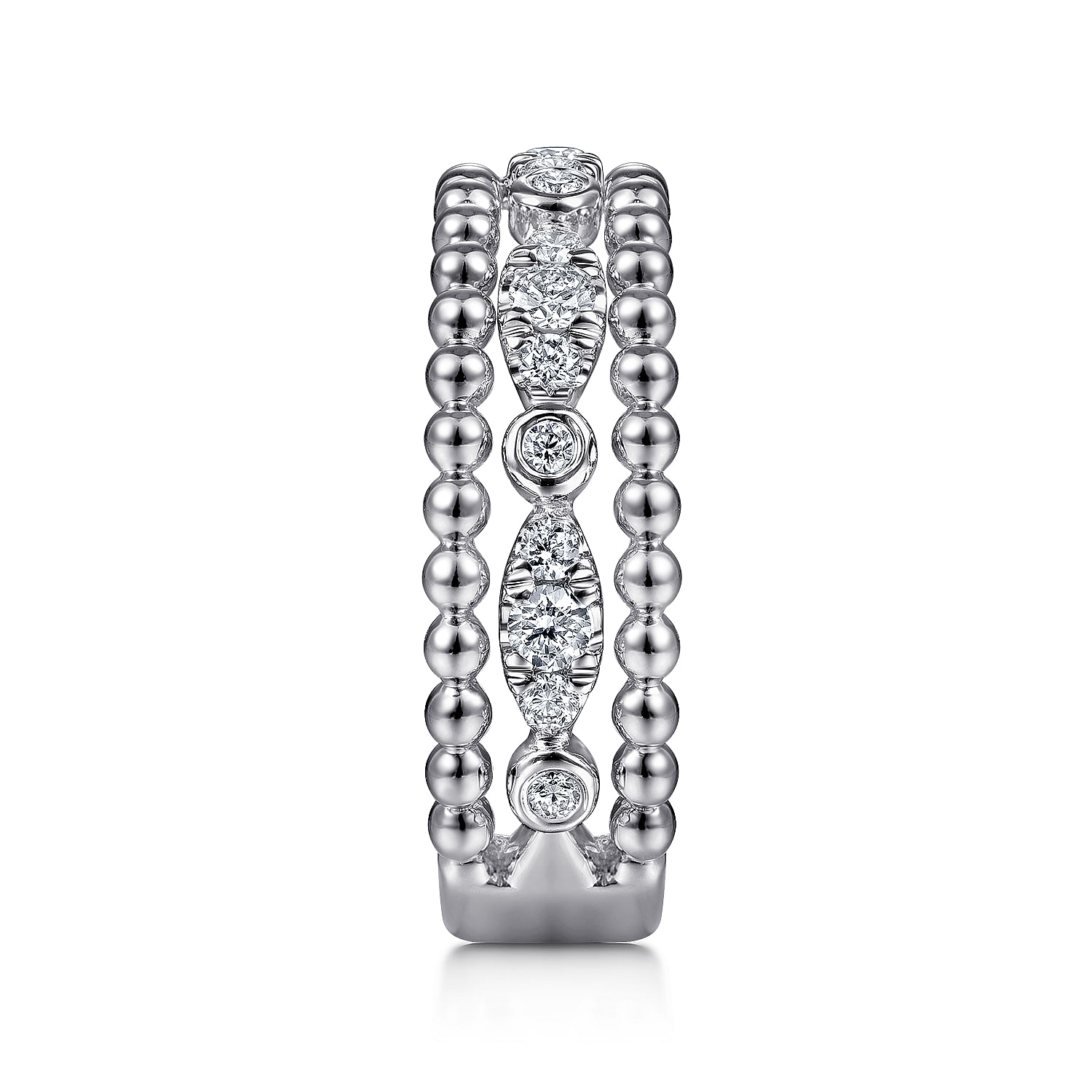 925 Sterling Silver White Sapphire Bujukan Easy Stackable Ladies Ring