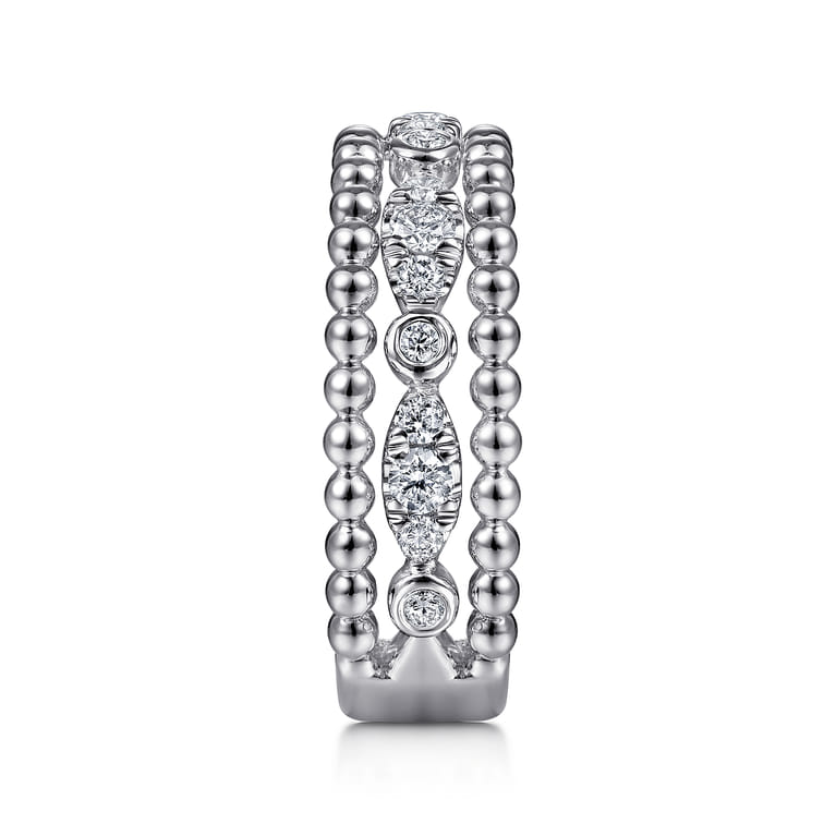 925 Sterling Silver White Sapphire Bujukan Easy Stackable Ladies Ring - Shot 4