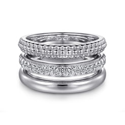 925 Sterling Silver White Sapphire Bujukan Easy Stackable Ring