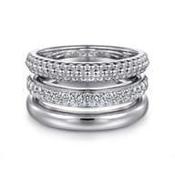 925 Sterling Silver White Sapphire Bujukan Easy Stackable Ring