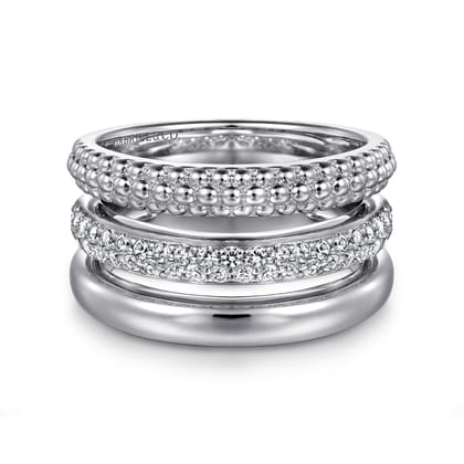 925 Sterling Silver White Sapphire Bujukan Easy Stackable Ring