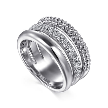 925 Sterling Silver White Sapphire Bujukan Easy Stackable Ring