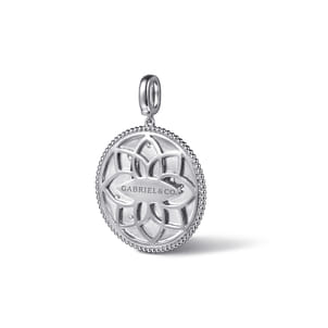 925 Sterling Silver White Sapphire Bujukan Gemini Medallion Pendant With Detachable Bail