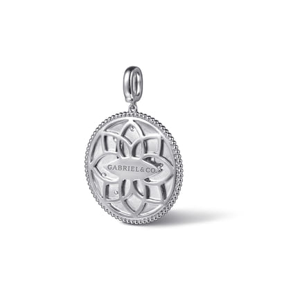 925 Sterling Silver White Sapphire Bujukan Gemini Medallion Pendant with Detachable Bail