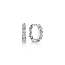925 Sterling Silver White Sapphire Bujukan Huggie Earrings