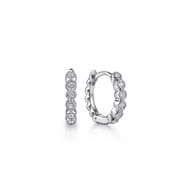 925 Sterling Silver White Sapphire Bujukan Huggie Earrings
