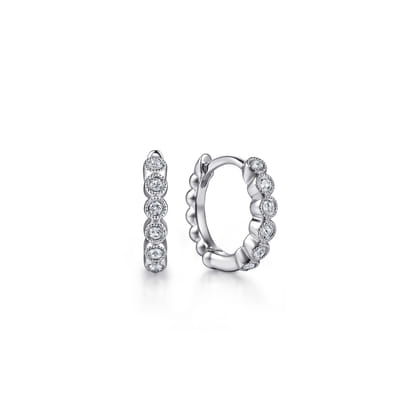 925 Sterling Silver White Sapphire Bujukan Huggie Earrings