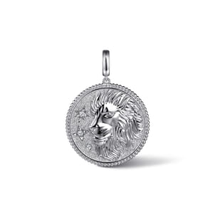 925 Sterling Silver White Sapphire Bujukan Leo Medallion Pendant With Detachable Bail