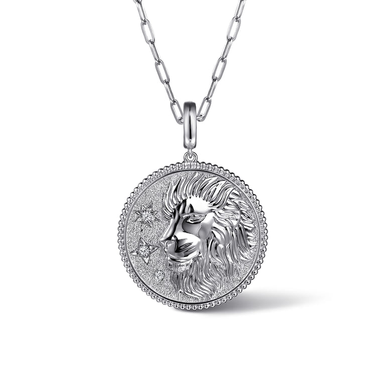 925 Sterling Silver White Sapphire Bujukan Leo Medallion Pendant With Detachable Bail - Shot 3