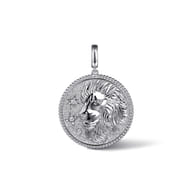 925 Sterling Silver White Sapphire Bujukan Leo Medallion Pendant with Detachable Bail