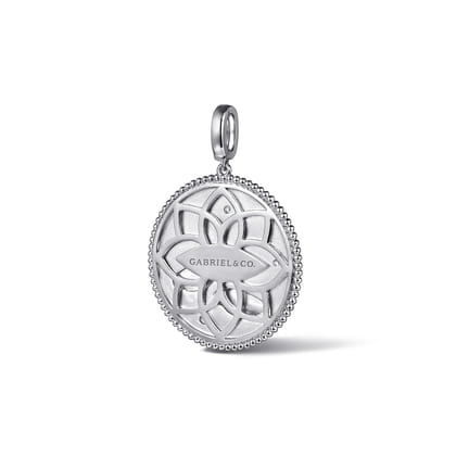 925 Sterling Silver White Sapphire Bujukan Libra Medallion Pendant with Detachable Bail
