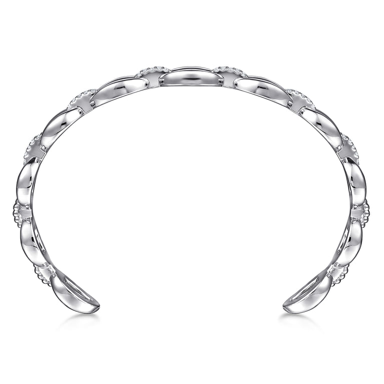925 Sterling Silver White Sapphire Bujukan Link Chain Bangle - Shot 3