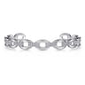 925 Sterling Silver White Sapphire Bujukan Link Chain Bangle