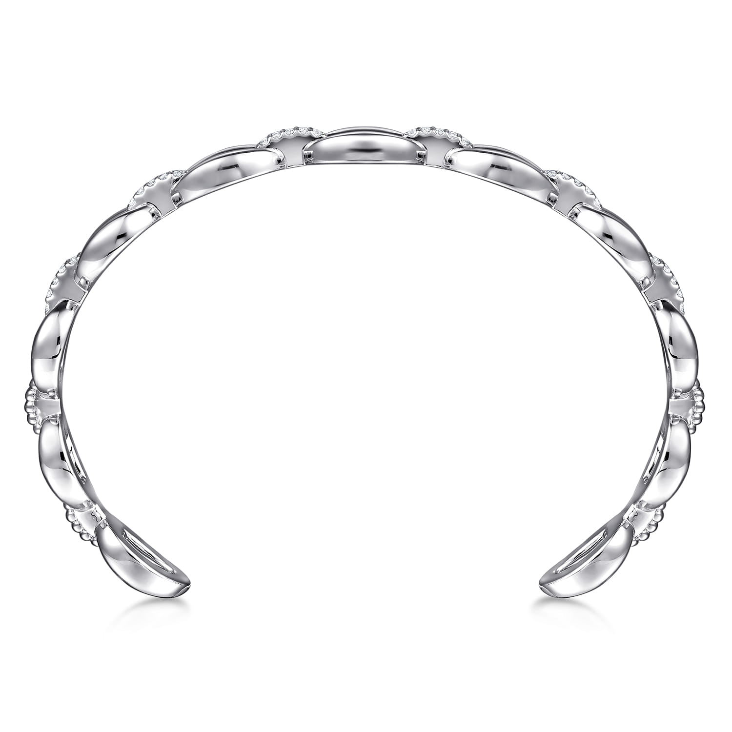 925 Sterling Silver White Sapphire Bujukan Link Chain Bangle - Shot 3