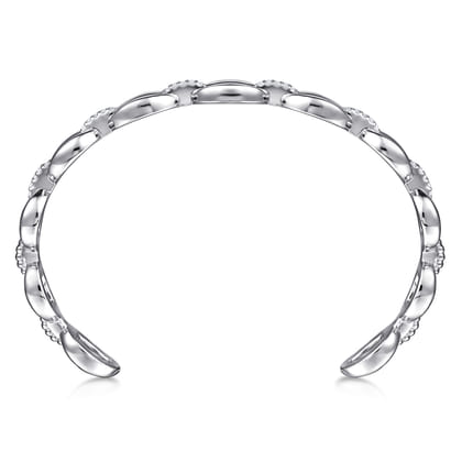 925 Sterling Silver White Sapphire Bujukan Link Chain Bangle