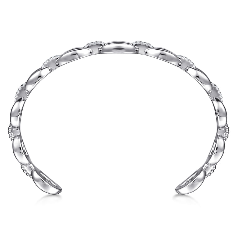 925 Sterling Silver White Sapphire Bujukan Link Chain Bangle - Shot 3