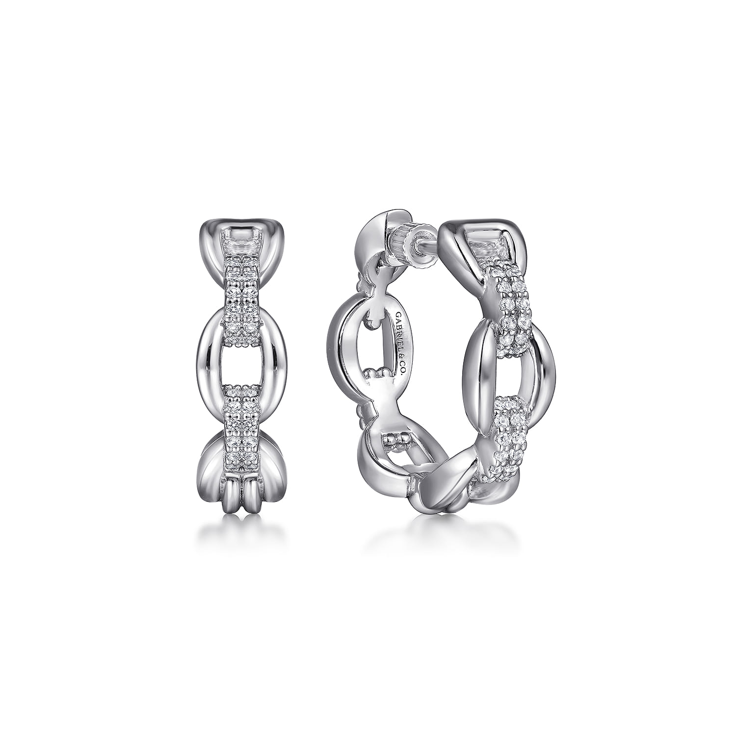 925 Sterling Silver White Sapphire Bujukan Link Chain Earrings