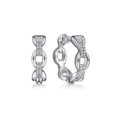 925 Sterling Silver White Sapphire Bujukan Link Chain Earrings