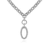 925 Sterling Silver White Sapphire Bujukan Link Chain Necklace