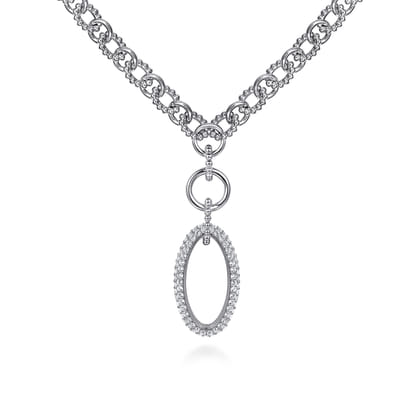 925 Sterling Silver White Sapphire Bujukan Link Chain Necklace