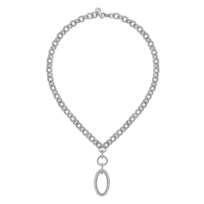 925 Sterling Silver White Sapphire Bujukan Link Chain Necklace