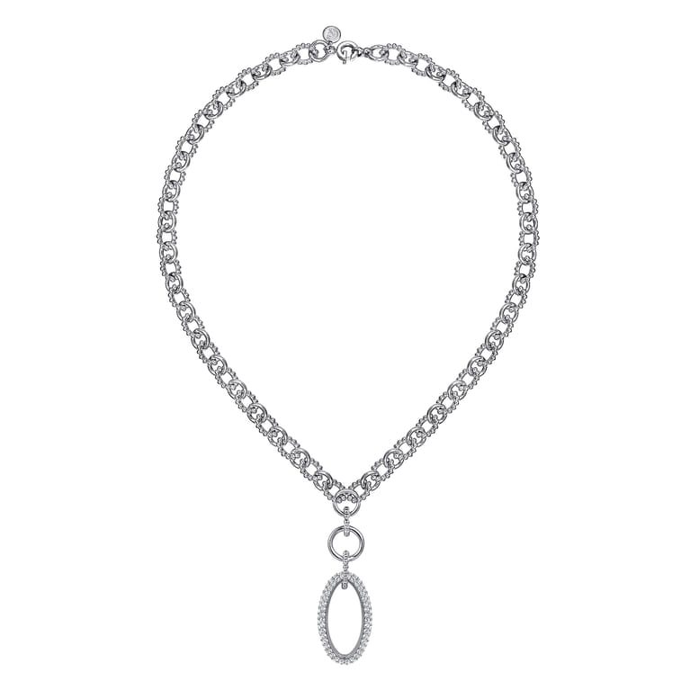 925 Sterling Silver White Sapphire Bujukan Link Chain Necklace - Shot 2