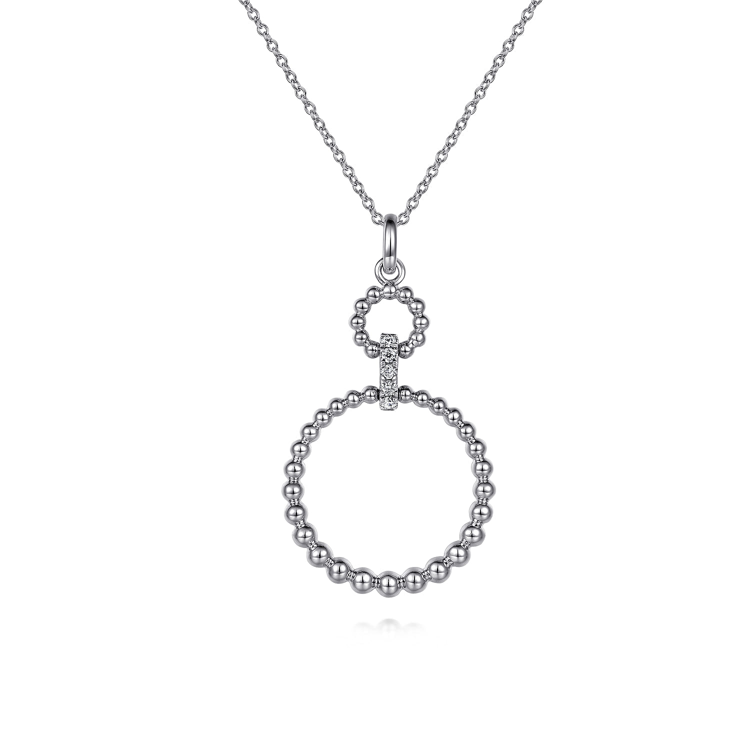 925 Sterling Silver White Sapphire Bujukan Link Drop Necklace - Shot 1