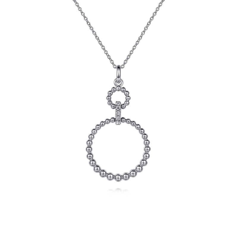 925 Sterling Silver White Sapphire Bujukan Link Drop Necklace - Shot 1