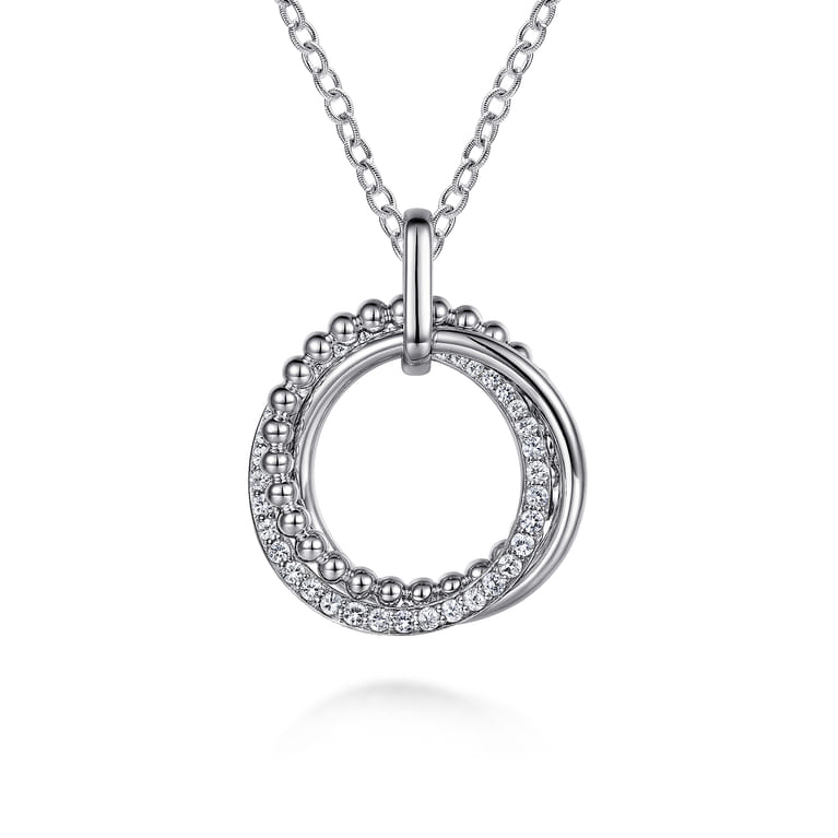 925 Sterling Silver White Sapphire Bujukan Link Pendant Necklace - Shot 1