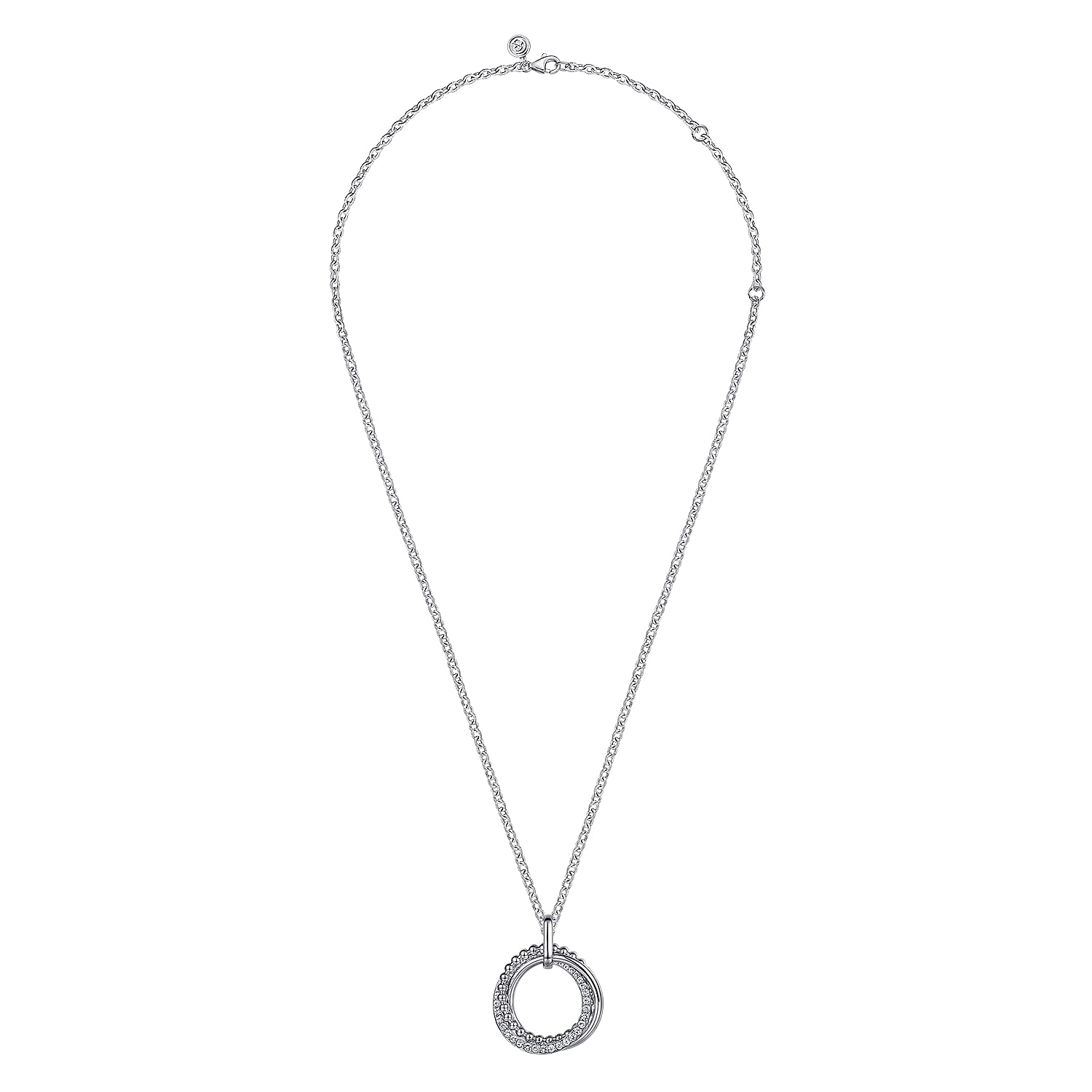 925 Sterling Silver White Sapphire Bujukan Link Pendant Necklace - Shot 2