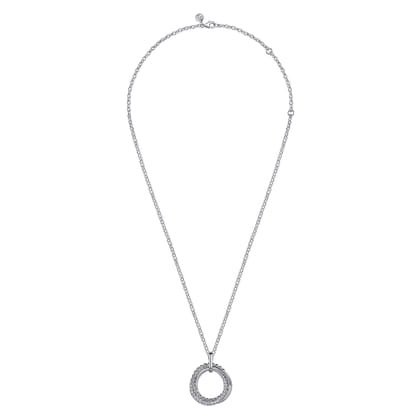 925 Sterling Silver White Sapphire Bujukan Link Pendant Necklace