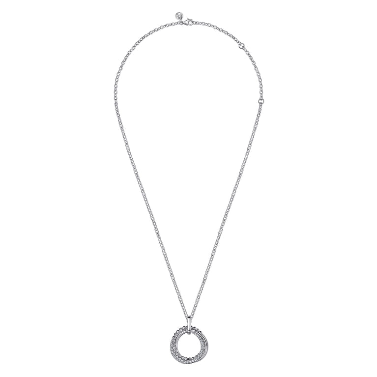 925 Sterling Silver White Sapphire Bujukan Link Pendant Necklace - Shot 2