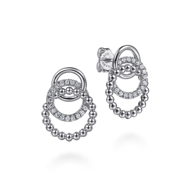 925 Sterling Silver White Sapphire Bujukan Link Stud Earrings - Shot 1