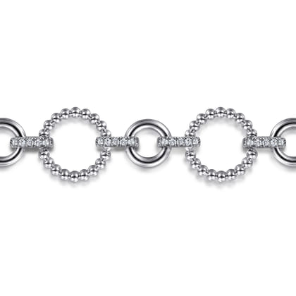 925 Sterling Silver White Sapphire Bujukan Link Tennis Bracelet