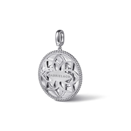 925 Sterling Silver White Sapphire Bujukan Pisces Medallion Pendant with Detachable Bail