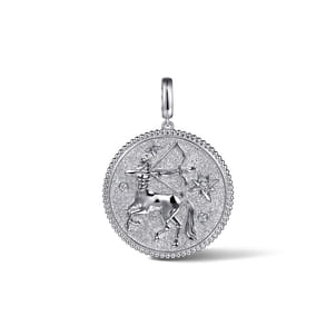 925 Sterling Silver White Sapphire Bujukan Sagittarius Medallion Pendant With Detachable Bail