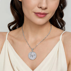 925 Sterling Silver White Sapphire Bujukan Sagittarius Medallion Pendant With Detachable Bail