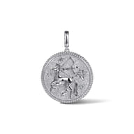 925 Sterling Silver White Sapphire Bujukan Sagittarius Medallion Pendant with Detachable Bail